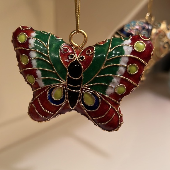 3 Vintage Cloisonné Enameled gold tone metallic Figurine Ornaments, ~3” - Picture 3 of 17